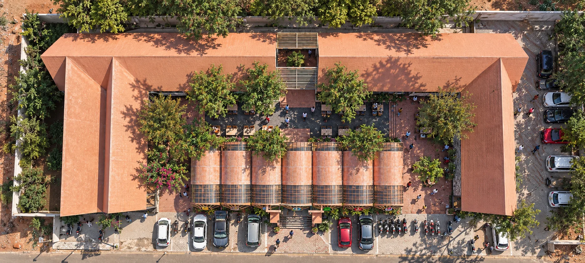 Anira from above — the drawn roof plan, built