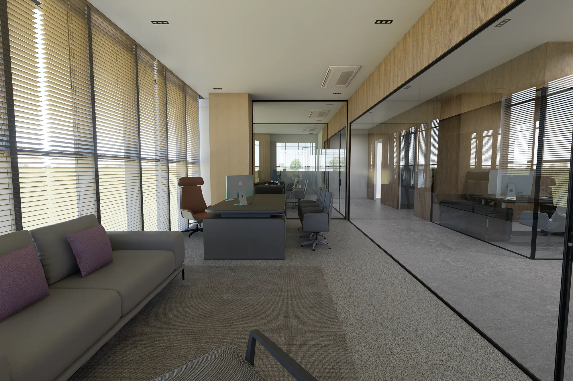 The cabin lounge, looking through to the open plan
