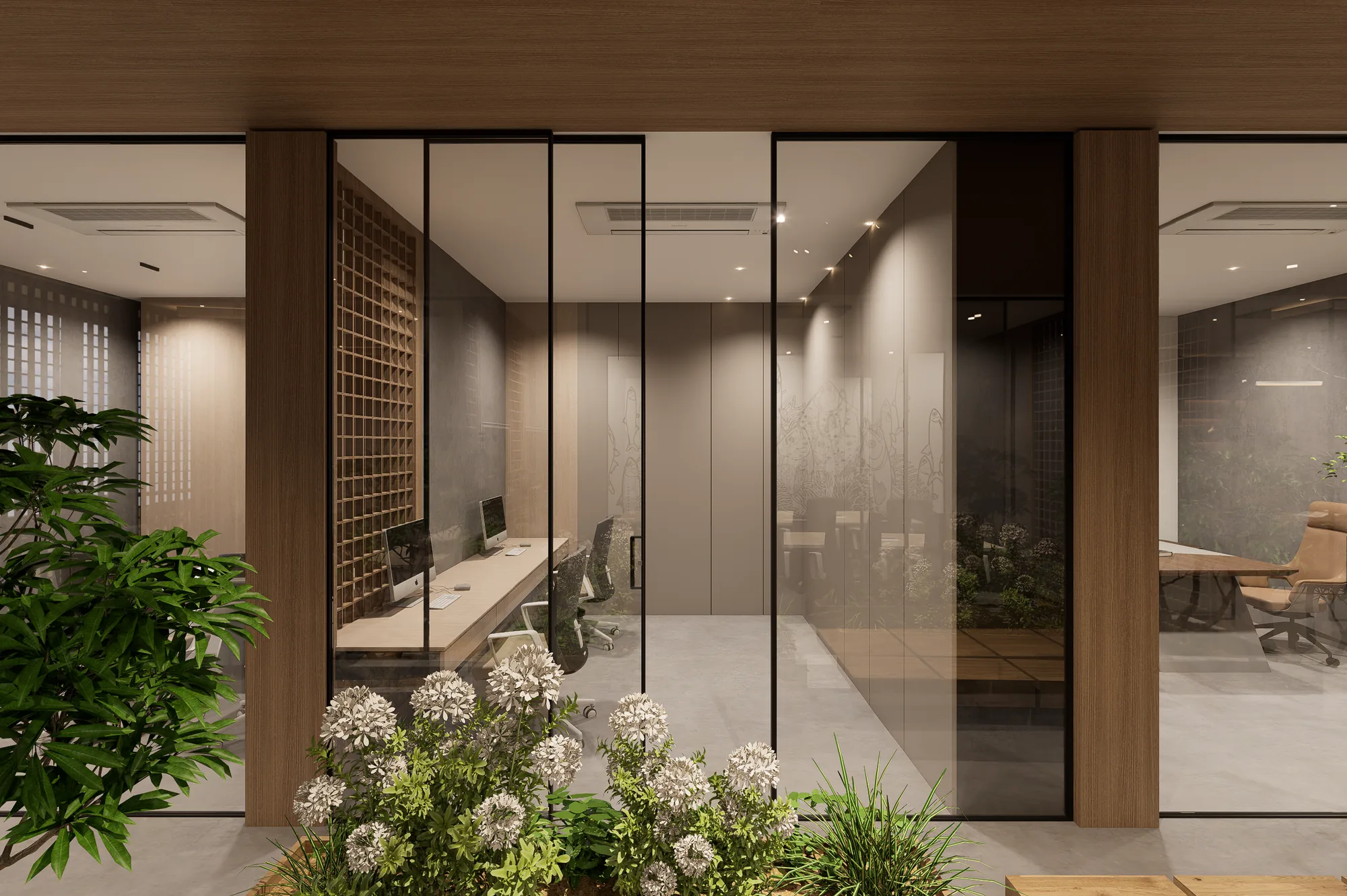 Planting worked into the lobby threshold